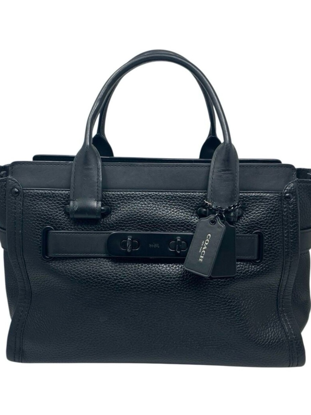 Coach Swagger 27 Womens Black Pebbled Leather Satchel